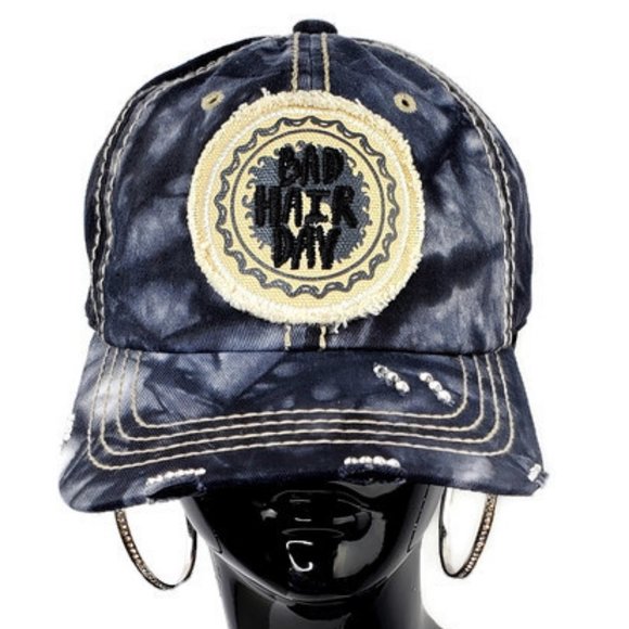 Bad Hair Day Distressed Tye Dye Cap with Swark Cry - Picture 3 of 4